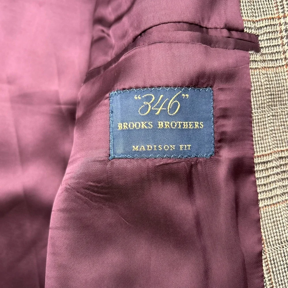 Brooks Brothers 346 Madison Fit Wool Blazer Mens 41R Glen Check Sport Coat